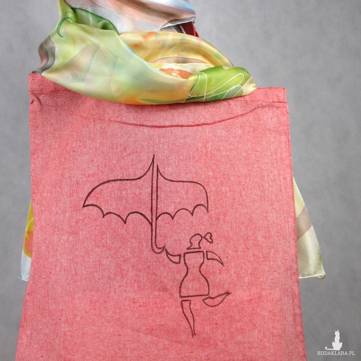 Torba bawełniana ręcznie malowana "Dziewczyna z parasolką".